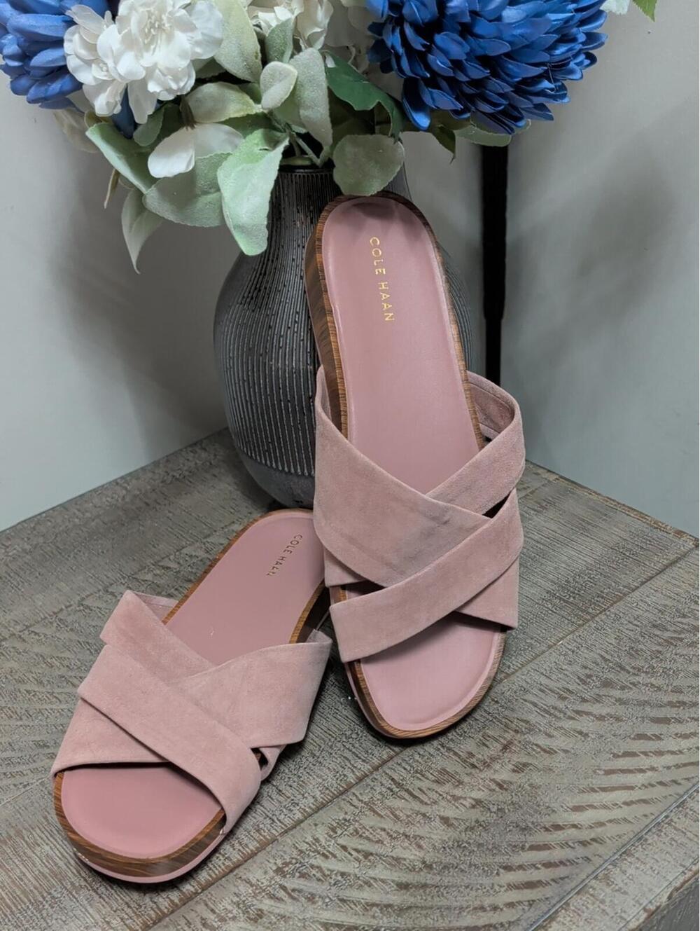 Cole Haan Braelyn Suede Crisscross Slide NWOT